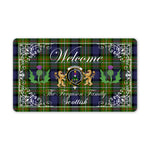 Doormat - Welcome Mat Scottish Clan Ferguson Tartan Door Mat, Plaid Doormat With Thistle and Two Lion Scottish