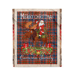 Personalized Gift Plaid Tartan Blanket Clan Cameron Of Lochiel Ancient With Moose Lover Xmas Gift Santa Riding Christmas Fleece Blanket