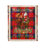 Personalized Gift Plaid Tartan Blanket Clan MacNicol With Moose Lover Xmas Gift Santa Riding Christmas Fleece Blanket