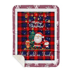 Personalized Gift Tartan Plaid Blanket Clan MacLachlan With Funny Santa Snowman Reindeer Merry Christmas Gift Sherpa Blanket, blue plaid sherpa blanket,blue tartan sherpa blanket,Buchan,buffalo plaid sherpa blanket,christmas sherpa blanket,Christmas Throw Blanket