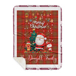 Personalized Gift Tartan Plaid Blanket Clan MacDougall Modern With Funny Santa Snowman Reindeer Merry Christmas Gift Sherpa Blanket, blue plaid sherpa blanket,blue tartan sherpa blanket,Buchan,buffalo plaid sherpa blanket,christmas sherpa blanket,Christmas Throw Blanket