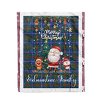 Personalized Gift Tartan Plaid Blanket Clan Edmonstone With Funny Santa Snowman Reindeer Merry Christmas Fleece Blanket, Home Living Room, Plaid Blanket, Tartan Blanket, Scottish Blanket, Buffalo fleece blanket, Christmas Blanket