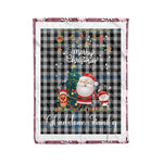 Personalized Gift Tartan Plaid Blanket Clan Gladstone With Funny Santa Snowman Reindeer Merry Christmas Fleece Blanket, Christmas Blanket, Plaid Blanket, Tartan Blanket,Scottish Blanket