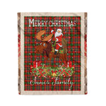 Personalized Gift Plaid Tartan Blanket Clan Innes With Moose Lover Xmas Gift Santa Riding Christmas Fleece Blanket