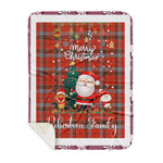 Personalized Gift Tartan Plaid Blanket Clan Robertson Weathered With Funny Santa Snowman Reindeer Merry Christmas Gift Sherpa Blanket, blue plaid sherpa blanket,blue tartan sherpa blanket,Buchan,buffalo plaid sherpa blanket,christmas sherpa blanket,Christmas Throw Blanket
