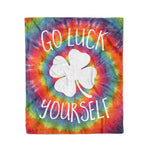 Scotstee Shop - Scotstee Shop Blanket Go Luck Yourself St Patricks Day Bright Swirl Tie Dye Cornhole Rainbow Hippie Fleece Blanket
