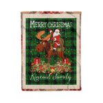 Personalized Gift Plaid Tartan Blanket Clan Kincaid With Moose Lover Xmas Gift Santa Riding Christmas Fleece Blanket