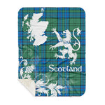 Scotstee Shop - Tartan Blanket Thistle and Lion Scottish Clan Lockhart Plaid Blanket - Sherpa Blanket