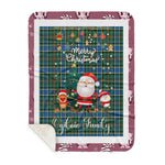Personalized Gift Tartan Plaid Blanket Clan Ogilvie Hunting Ancient With Funny Santa Snowman Reindeer Merry Christmas Gift Sherpa Blanket, blue plaid sherpa blanket,blue tartan sherpa blanket,Buchan,buffalo plaid sherpa blanket,christmas sherpa blanket,Christmas Throw Blanket