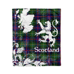 Scotstee Shop Tartan Plaid Fleece Blankets Thistle and Lion Scottish Clan Malcolm Plaid Blanket