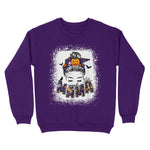 Women Spooky Mama Messy Bun Pumpkin Patch Halloween Women Sweatshirt - Scotstee Shop