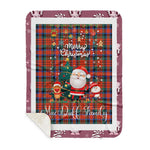 Personalized Gift Tartan Plaid Blanket Clan MacDuff Ancient With Funny Santa Snowman Reindeer Merry Christmas Gift Sherpa Blanket, blue plaid sherpa blanket,blue tartan sherpa blanket,Buchan,buffalo plaid sherpa blanket,christmas sherpa blanket,Christmas Throw Blanket