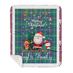 Personalized Gift Tartan Plaid Blanket Clan Inglis Ancient With Funny Santa Snowman Reindeer Merry Christmas Gift Sherpa Blanket, blue plaid sherpa blanket,blue tartan sherpa blanket,Buchan,buffalo plaid sherpa blanket,christmas sherpa blanket,Christmas Throw Blanket