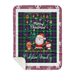 Personalized Gift Tartan Plaid Blanket Clan Calder With Funny Santa Snowman Reindeer Merry Christmas Gift Sherpa Blanket, blue plaid sherpa blanket,blue tartan sherpa blanket,Buchan,buffalo plaid sherpa blanket,christmas sherpa blanket,Christmas Throw Blanket