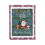 Personalized Gift Tartan Plaid Blanket Clan MacInnes Ancient With Funny Santa Snowman Reindeer Merry Christmas Fleece Blanket, Home Living Room, Plaid Blanket, Tartan Blanket, Scottish Blanket, Buffalo fleece blanket, Christmas Blanket