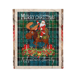 Personalized Gift Plaid Tartan Blanket Clan Kirkpatrick With Moose Lover Xmas Gift Santa Riding Christmas Fleece Blanket