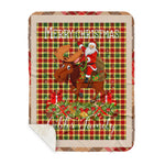 Personalized Gift Plaid Tartan Blanket Clan Gibbs With Moose Lover Xmas Gift Santa Riding Buffalo Plaid Christmas Sherpa Blanket