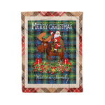 Personalized Gift Plaid Tartan Blanket Clan Watson Ancient With Moose Lover Xmas Gift Santa Riding Christmas Fleece Blanket