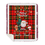 Personalized Gift Tartan Plaid Blanket Clan Brodie With Funny Santa Snowman Reindeer Merry Christmas Gift Sherpa Blanket, blue plaid sherpa blanket,blue tartan sherpa blanket,Buchan,buffalo plaid sherpa blanket,christmas sherpa blanket,Christmas Throw Blanket