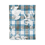 Scotstee Shop Tartan Plaid Fleece Blankets Thistle and Lion Scottish Clan Stewart Muted Blue Plaid Blanket