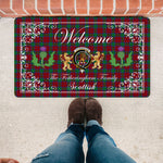 Doormat - Welcome Mat Scottish Clan Fotheringham Tartan Door Mat, Plaid Doormat With Thistle and Two Lion Scottish