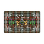 Doormat - Welcome Mat Scottish Clan Ferguson Weathered Tartan Door Mat, Plaid Doormat With Thistle and Two Lion Scottish