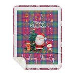 Personalized Gift Tartan Plaid Blanket Clan Lindsay Ancient With Funny Santa Snowman Reindeer Merry Christmas Gift Sherpa Blanket, blue plaid sherpa blanket,blue tartan sherpa blanket,Buchan,buffalo plaid sherpa blanket,christmas sherpa blanket,Christmas Throw Blanket