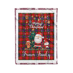 Personalized Gift Tartan Plaid Blanket Clan Fraser With Funny Santa Snowman Reindeer Merry Christmas Fleece Blanket, Christmas Blanket, Plaid Blanket, Tartan Blanket,Scottish Blanket