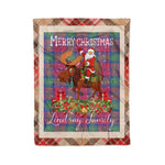 Personalized Gift Plaid Tartan Blanket Clan Lindsay Ancient With Moose Lover Xmas Gift Santa Riding Christmas Fleece Blanket