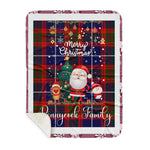 Personalized Gift Tartan Plaid Blanket Clan Pennycook With Funny Santa Snowman Reindeer Merry Christmas Gift Sherpa Blanket, blue plaid sherpa blanket,blue tartan sherpa blanket,Buchan,buffalo plaid sherpa blanket,christmas sherpa blanket,Christmas Throw Blanket