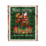 Personalized Gift Plaid Tartan Blanket Clan Anstruther Hunting With Moose Lover Xmas Gift Santa Riding Christmas Fleece Blanket