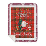 Personalized Gift Tartan Plaid Blanket Clan Grant Weathered With Funny Santa Snowman Reindeer Merry Christmas Gift Sherpa Blanket, blue plaid sherpa blanket,blue tartan sherpa blanket,Buchan,buffalo plaid sherpa blanket,christmas sherpa blanket,Christmas Throw Blanket
