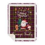 Personalized Gift Tartan Plaid Blanket Clan Carnegie Modern With Funny Santa Snowman Reindeer Merry Christmas Gift Sherpa Blanket, blue plaid sherpa blanket,blue tartan sherpa blanket,Buchan,buffalo plaid sherpa blanket,christmas sherpa blanket,Christmas Throw Blanket