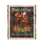 Personalized Gift Plaid Tartan Blanket Clan MacDiarmid With Moose Lover Xmas Gift Santa Riding Christmas Fleece Blanket