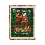 Personalized Gift Plaid Tartan Blanket Clan Ged With Moose Lover Xmas Gift Santa Riding Christmas Fleece Blanket