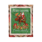 Personalized Gift Plaid Tartan Blanket Clan Currie With Moose Lover Xmas Gift Santa Riding Christmas Fleece Blanket