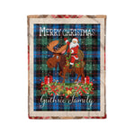 Personalized Gift Plaid Tartan Blanket Clan Guthrie Ancient With Moose Lover Xmas Gift Santa Riding Christmas Fleece Blanket