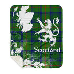 Sherpa Blanket - Tartan Blanket Thistle and Lion Scottish Clan Cranstoun Hunting Plaid Blanket, plaid sherpa blanket queen,purple sherpa blanket,queen sherpa blanket,queen size sherpa blanket,red sherpa blanket,scottish tartan blankets,sherpa blanket,sherpa christmas blanket