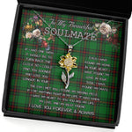 To My Beautiful Soulmate Sunflower Necklace In Your Eyes I Have Found My Home Clan Primrose Tartan Jewelry For Girlfriend, Tartan Sunflower Pendant Necklace, Scottish Tartan Jewelry, valentine necklace, necklace girlfriend, necklace for wife, cute necklaces for girlfriend, jewelry for girlfriend, to my soulmate necklace, to my future wife necklace