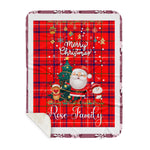 Personalized Gift Tartan Plaid Blanket Clan Rose With Funny Santa Snowman Reindeer Merry Christmas Gift Sherpa Blanket, blue plaid sherpa blanket,blue tartan sherpa blanket,Buchan,buffalo plaid sherpa blanket,christmas sherpa blanket,Christmas Throw Blanket
