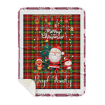 Personalized Gift Tartan Plaid Blanket Clan Boyd With Funny Santa Snowman Reindeer Merry Christmas Gift Sherpa Blanket, blue plaid sherpa blanket,blue tartan sherpa blanket,Buchan,buffalo plaid sherpa blanket,christmas sherpa blanket,Christmas Throw Blanket