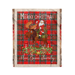 Personalized Gift Plaid Tartan Blanket Clan MacBean Modern With Moose Lover Xmas Gift Santa Riding Christmas Fleece Blanket