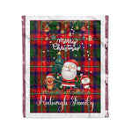 Personalized Gift Tartan Plaid Blanket Clan Roxburgh With Funny Santa Snowman Reindeer Merry Christmas Fleece Blanket, Home Living Room, Plaid Blanket, Tartan Blanket, Scottish Blanket, Buffalo fleece blanket, Christmas Blanket