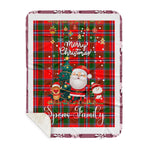 Personalized Gift Tartan Plaid Blanket Clan Spens With Funny Santa Snowman Reindeer Merry Christmas Gift Sherpa Blanket, blue plaid sherpa blanket,blue tartan sherpa blanket,Buchan,buffalo plaid sherpa blanket,christmas sherpa blanket,Christmas Throw Blanket