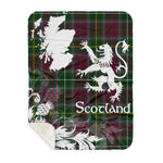 Sherpa Blanket - Tartan Blanket Thistle and Lion Scottish Clan Crosbie Plaid Blanket, plaid sherpa blanket queen,purple sherpa blanket,queen sherpa blanket,queen size sherpa blanket,red sherpa blanket,scottish tartan blankets,sherpa blanket,sherpa christmas blanket