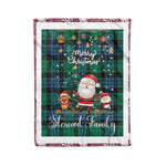 Personalized Gift Tartan Plaid Blanket Clan Stewart Old Ancient With Funny Santa Snowman Reindeer Merry Christmas Fleece Blanket, Home Living Room, Plaid Blanket, Tartan Blanket, Scottish Blanket, Buffalo fleece blanket, Christmas Blanket
