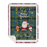 Personalized Gift Tartan Plaid Blanket Clan Gillies With Funny Santa Snowman Reindeer Merry Christmas Gift Sherpa Blanket, blue plaid sherpa blanket,blue tartan sherpa blanket,Buchan,buffalo plaid sherpa blanket,christmas sherpa blanket,Christmas Throw Blanket