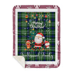 Personalized Gift Tartan Plaid Blanket Clan Spottiswood With Funny Santa Snowman Reindeer Merry Christmas Gift Sherpa Blanket, blue plaid sherpa blanket,blue tartan sherpa blanket,Buchan,buffalo plaid sherpa blanket,christmas sherpa blanket,Christmas Throw Blanket