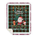 Personalized Gift Tartan Plaid Blanket Clan Brodie Modern With Funny Santa Snowman Reindeer Merry Christmas Gift Sherpa Blanket, blue plaid sherpa blanket,blue tartan sherpa blanket,Buchan,buffalo plaid sherpa blanket,christmas sherpa blanket,Christmas Throw Blanket