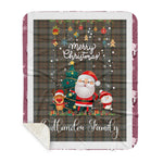 Personalized Gift Tartan Plaid Blanket Clan Outlander Fraser With Funny Santa Snowman Reindeer Merry Christmas Gift Sherpa Blanket, blue plaid sherpa blanket,blue tartan sherpa blanket,Buchan,buffalo plaid sherpa blanket,christmas sherpa blanket,Christmas Throw Blanket
